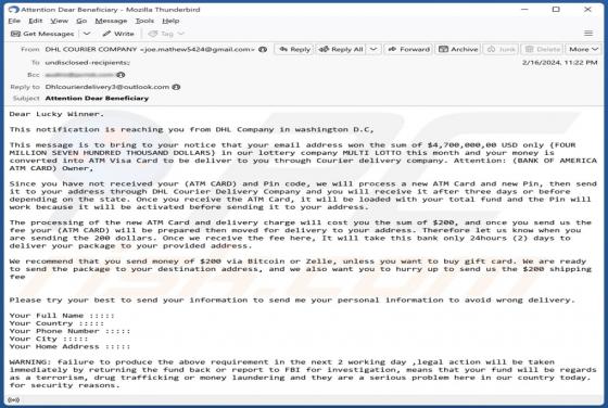 DHL Lottery E-Mail-Betrug