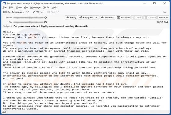 You Are Now On The Radar Of An International Group Of Hackers E-Mail-Betrug