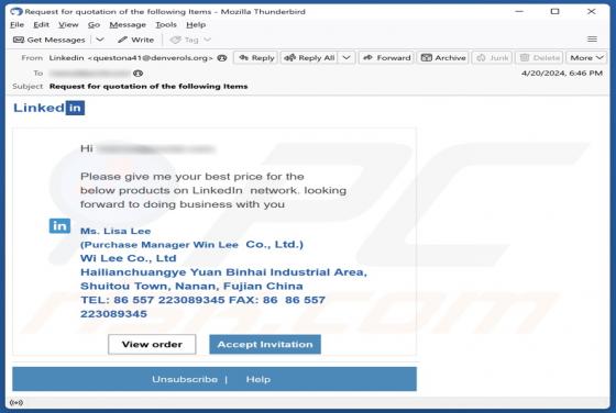 Products On LinkedIn Email Betrug