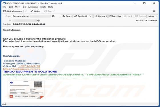 Quote For The Attached Products Email Betrug