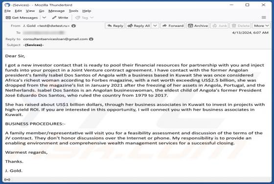 New Investor Email Betrug