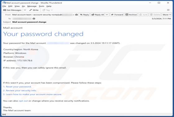 Your Password Changed Email Betrug