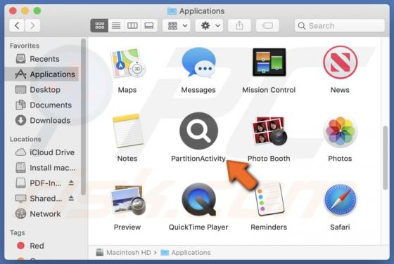 PartitionActivity Adware (Mac)