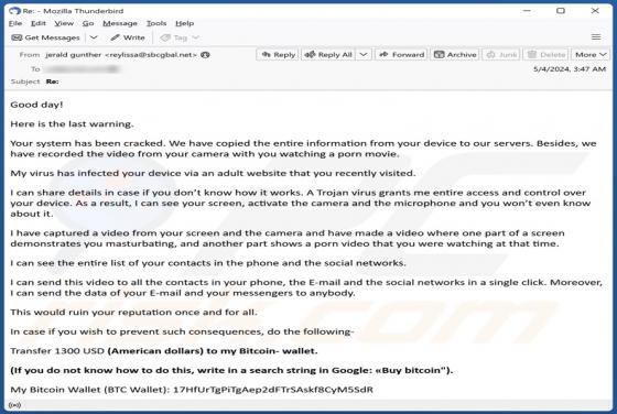 Your System Has Been Cracked Email Betrug