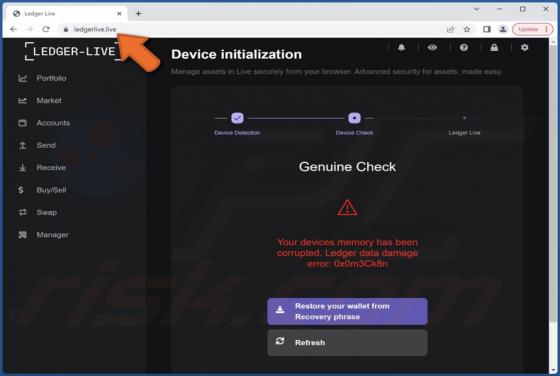 Ledger Data Damage Error: 0x0m3Ck8n POP-UP Betrug