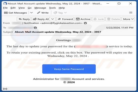 Last Day To Update Your Password Email Betrug