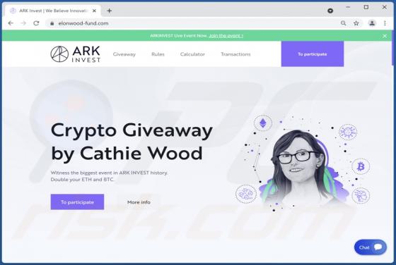 ARK Invest Crypto Giveaway POP-UP Betrug