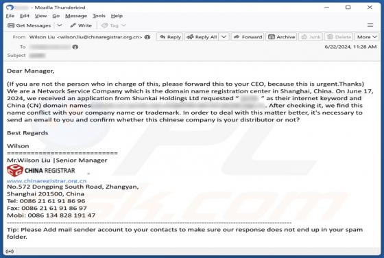 Conflict With Your Company Name Or Trademark Email Betrug