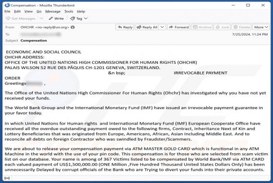 Irrevocable Payment Order Email Betrug