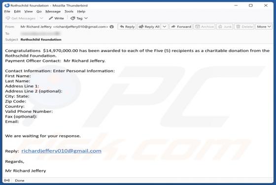Rothschild Foundation Email Betrug