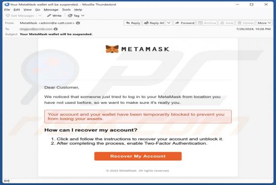 MetaMask Log-In Attempt Email Betrug