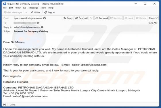 Share Your Company Catalog Email Betrug