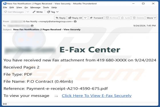 E-Fax Center Email Betrug