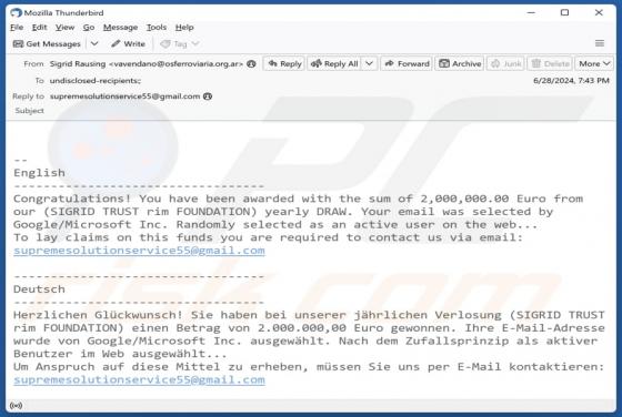 Sigrid Trust Rim Foundation Email Betrug