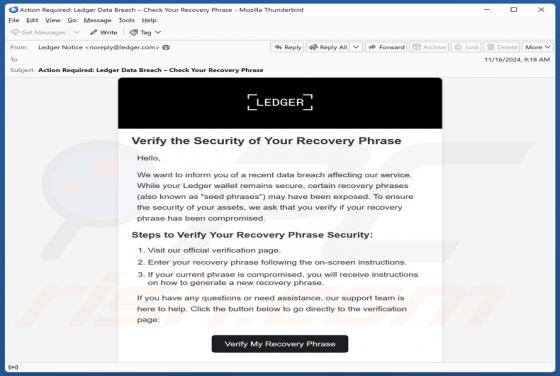 Ledger Recovery Phrase Verification Email Betrug