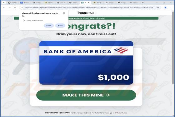 Prizestash.com Werbung