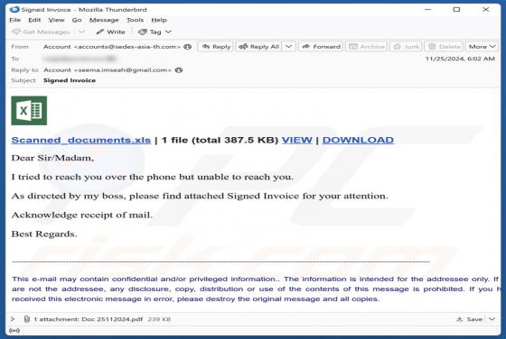 Signed Invoice Email Betrug
