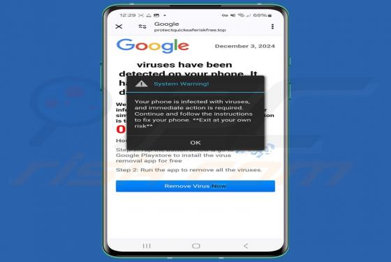 Viruses Have Been Detected On Your Phone POP-UP Betrug