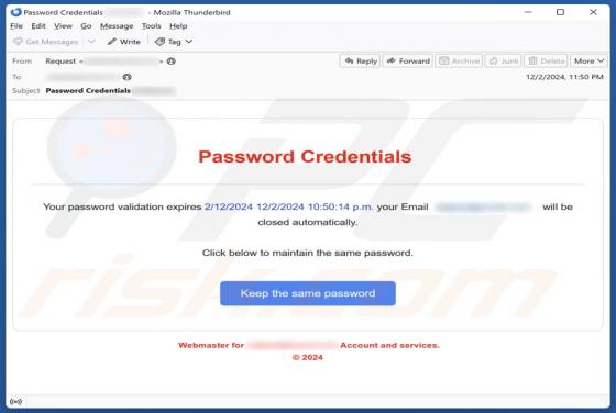 Password Credentials Email Betrug