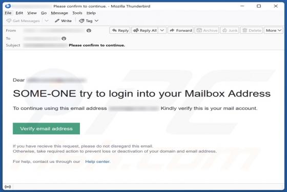 Some-one Try To Login Into Your Mailbox Address Betrug