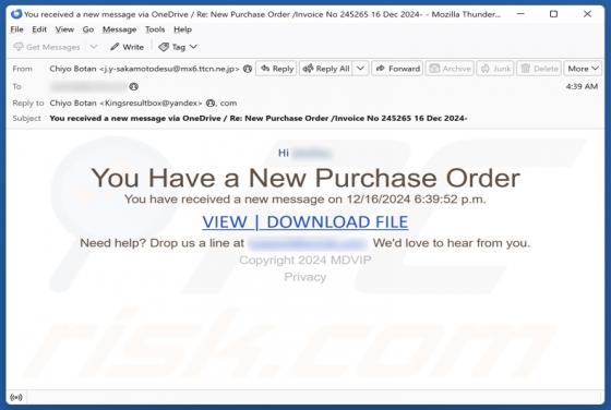 You Have A New Purchase Order Email Betrug