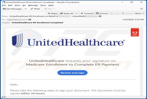UnitedHealthcare Email Betrug