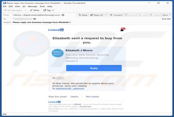 LinkedIn Request To Buy From You Email Betrug