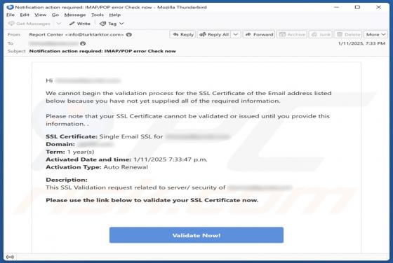 Validation Process For The SSL Certificate Email Betrug