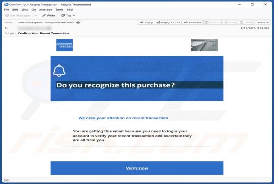 American Express - Unrecognized Transaction Email Betrug