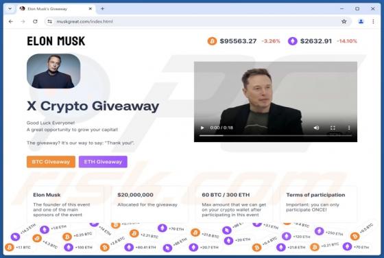 X Crypto Giveaway POP-UP Betrug