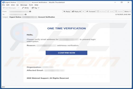 One Time Verification Email Betrug