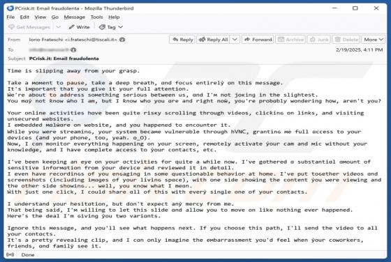 Time Is Slipping Away From Your Grasp Email Betrug