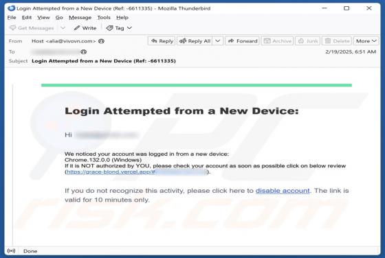 Login From A New Device Email Betrug