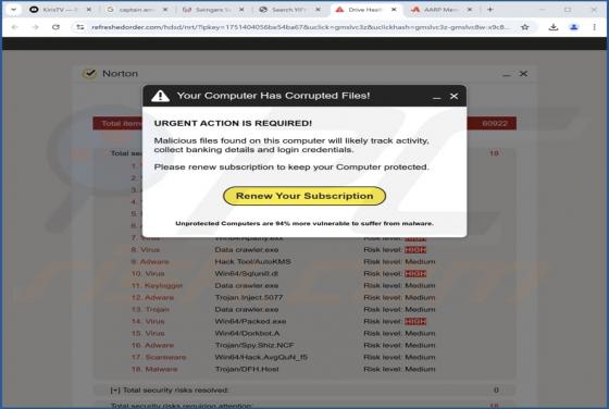 Your Computer Has Corrupted Files POP-UP Betrug