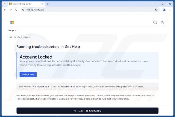 Microsoft Account Locked POP-UP Betrug