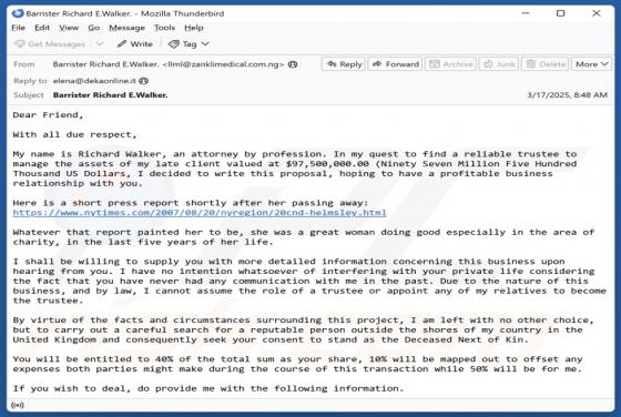 Reliable Trustee Email Betrug