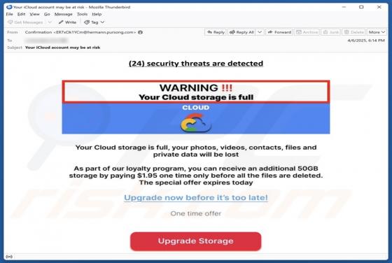 Your Cloud Storage Is Full Email Betrug