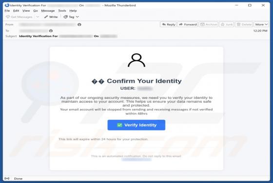 Confirm Your Identity Email Betrug