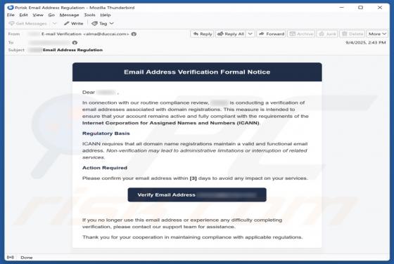 Email Address Verification Formal Notice Betrug