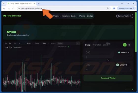 Betrug durch gefälschte HyperSwap-Website