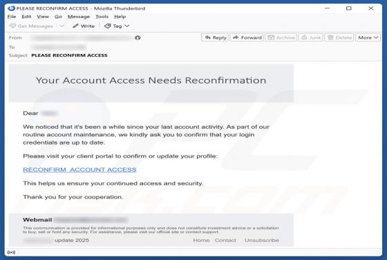 Your Account Access Needs Reconfirmation Email Betrug