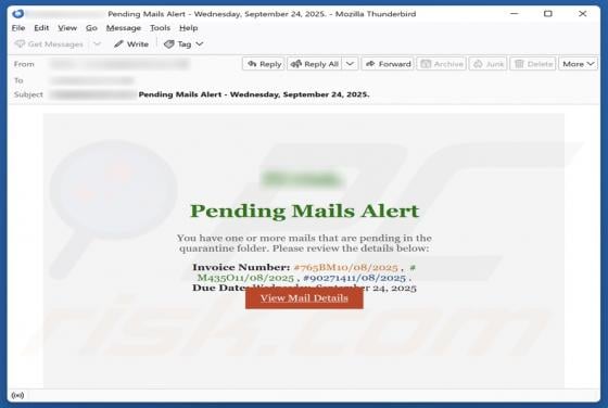 Pending Mails Alert Betrug