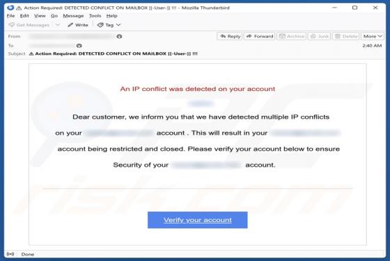 An IP Conflict Was Detected On Your Account Email Betrug