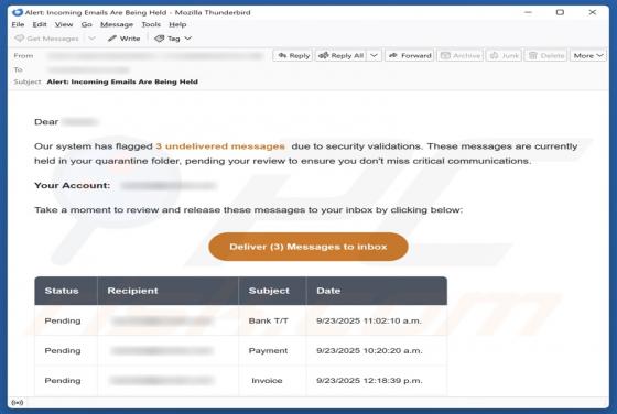 System Has Flagged Messages Due To Security Violations Email Betrug