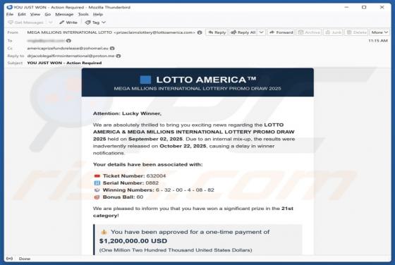 LOTTO AMERICA Email Betrug