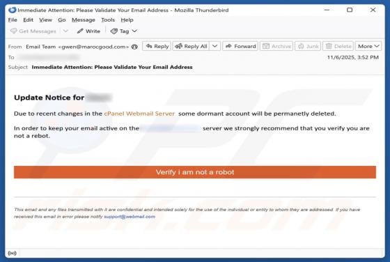 Changes In The cPanel Webmail Server Email Betrug