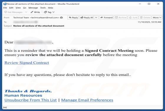 Signed Contract Meeting Email Betrug