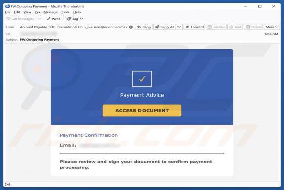 Payment Advice Email Betrug