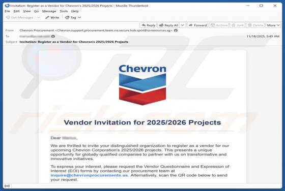 Chevron - Vendor Invitation Email Betrug