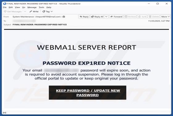 Webmail Server Report Email Betrug